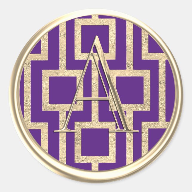 ALL INITIALS Gold Monogram Modern Design any colou Classic Round Sticker (Front)