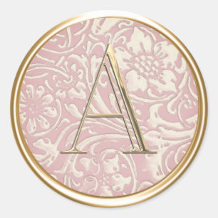 ALL INITIALS Gold Monogram on Dusty Rose Pink  Classic Round Sticker