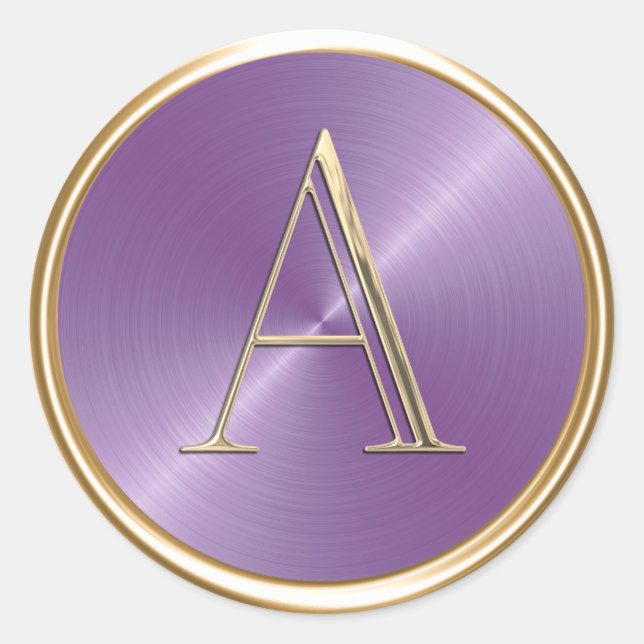 ALL INITIALS Gold Monogram on Lavender Purple Classic Round Sticker (Front)