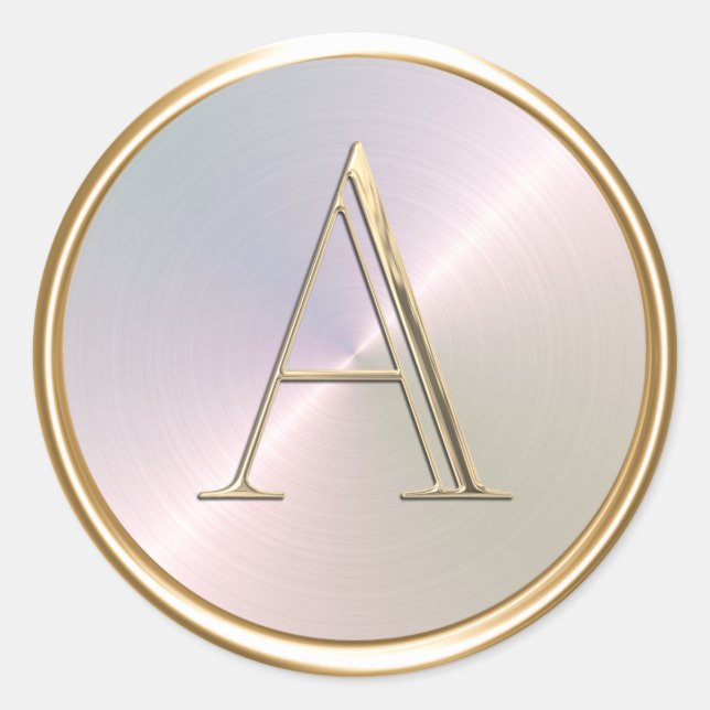 ALL INITIALS Gold Monogram on Rainbow  Classic Round Sticker (Front)