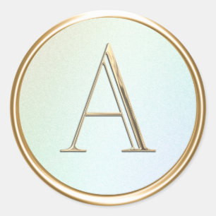 ALL INITIALS Gold Monogram on Rainbow Classic Round Sticker