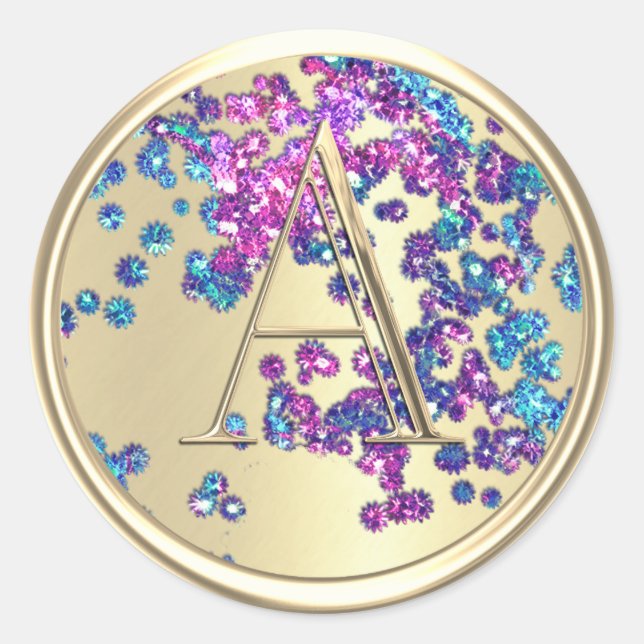 ALL INITIALS Monogram Colourful Glitter Confetti Classic Round Sticker (Front)