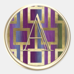 ALL INITIALS Monogram Modern Blue Purple Green Classic Round Sticker