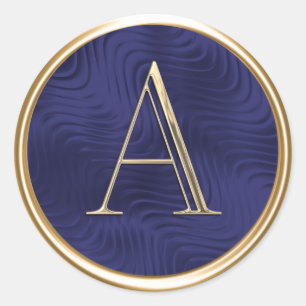 ALL INITIALS Monogram Navy Blue Classic Round  Classic Round Sticker