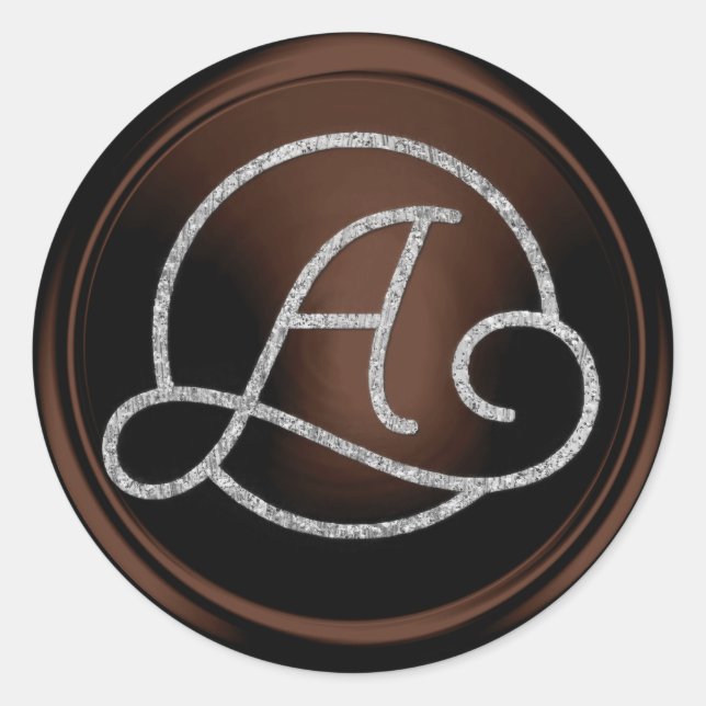 ALL INITIALS Silver Circle Monogram Chocolate Classic Round Sticker (Front)