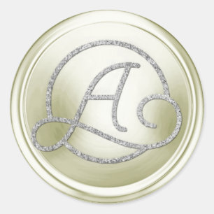 ALL INITIALS Silver Circle Monogram Cream Classic Round Sticker
