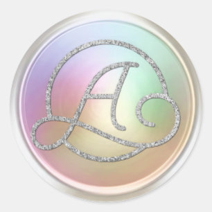 ALL INITIALS Silver Circle Monogram Pearly Classic Round Sticker