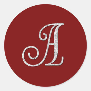 ALL INITIALS Silver Monogram 3 Any Colour Classic Round Sticker