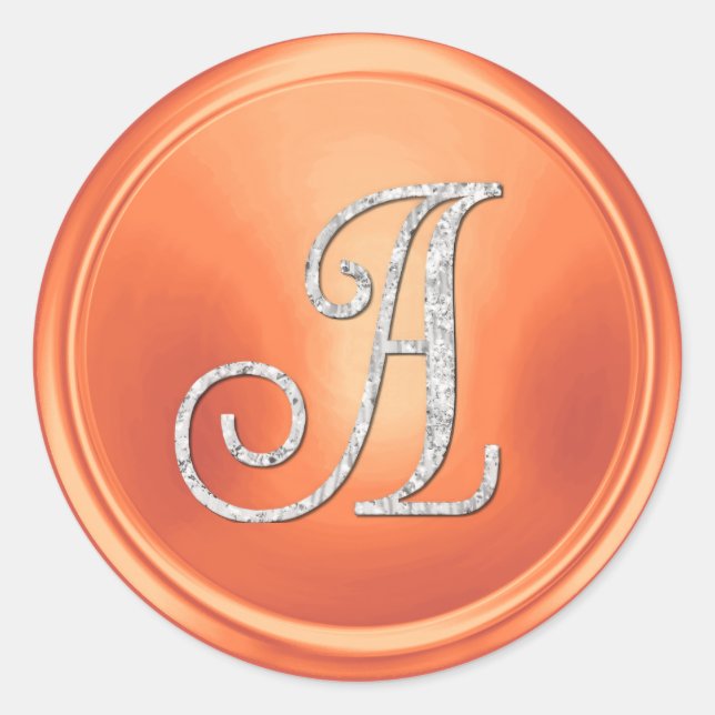 ALL INITIALS Silver Monogram 3 Copper Classic Round Sticker (Front)