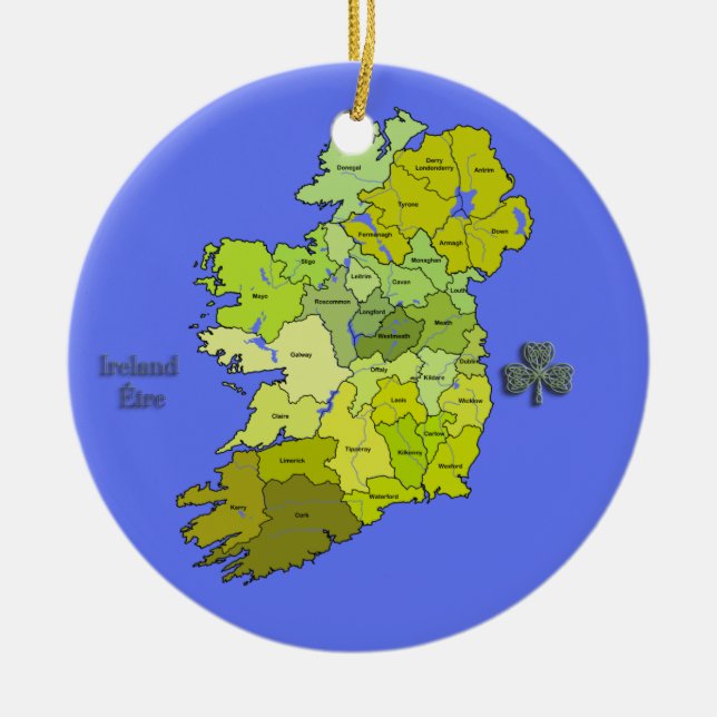 All Irish Map of Ireland Ceramic Ornament (Front)