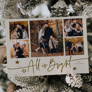 All Is Bright Cream Multi Photo Holiday Card