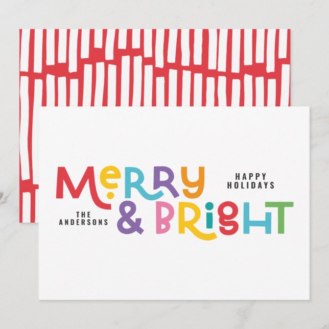 All is bright fun modern bright Christmas twinkle Holiday Card (Front/Back)