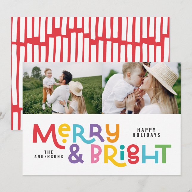 All is bright fun modern bright Christmas twinkle  Holiday Card (Front/Back)