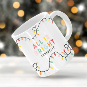 All is bright fun modern bright Christmas twinkle Mug