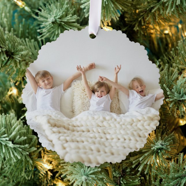All is Bright Modern Minimal Christmas Kids Photo Ornament Card (Insitu (Tree))