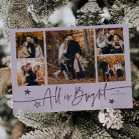 All Is Bright Purple Multi Photo Holiday Card