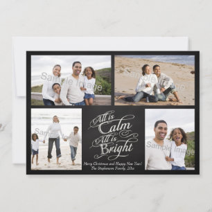 All is Calm, All is Bright Chalkboard Christmas Holiday Card