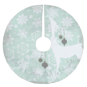 All is Calm All is Bright Deer Holiday Tree Skirt
