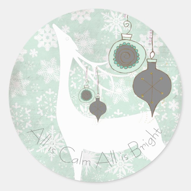 All is Calm All is Bright Deer Round Sticker (Front)