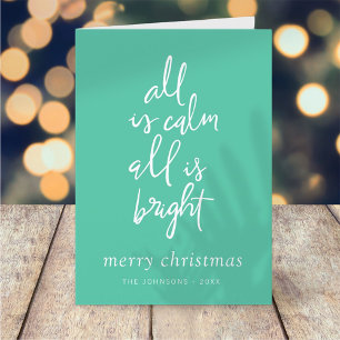 All is Calm All is Bright Modern Christmas Tree Holiday Card