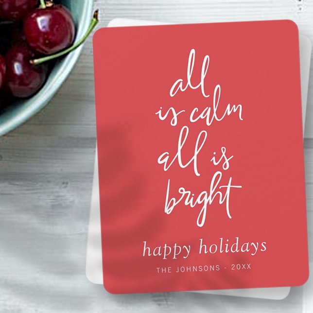 All is Calm All is Bright Modern Christmas Tree Holiday Card (Creator Uploaded)