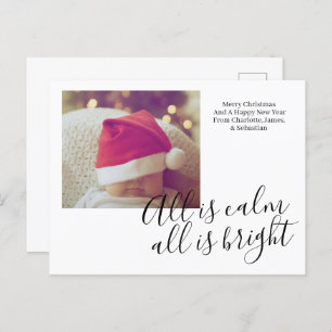 All Is Calm All Is Bright Personalized Christmas  Holiday Postcard