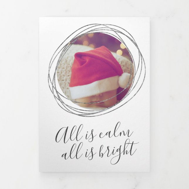 All is Calm All is Bright Photo Christmas Holiday Tri-Fold Holiday Card (Cover)