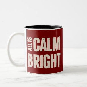 All Is Calm All Is Bright Retro Family Christmas  Two-Tone Coffee Mug