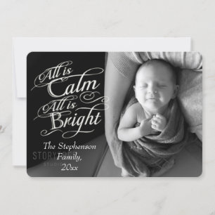 All is Calm and Bright Overlay Christmas Photo Holiday Card
