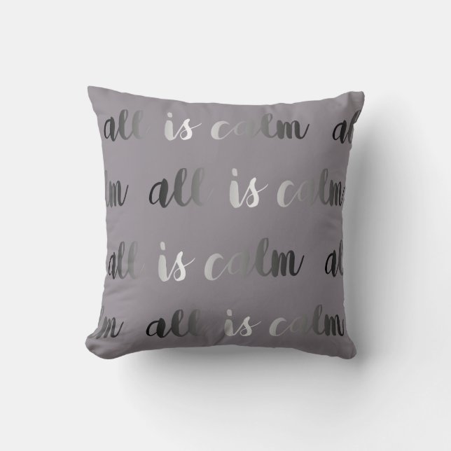 All is Calm Dusty Purple and Silver Christmas Throw Pillow (Front)