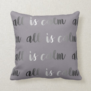 All is Calm Dusty Purple and Silver Christmas Throw Pillow