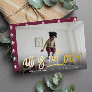 All is Not Calm   Cute Full Photo Foil Holiday Card