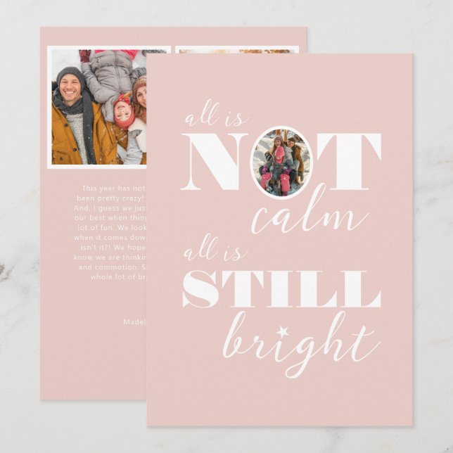 All is NOT Calm Funny Family Photos Holiday Card (Front/Back)