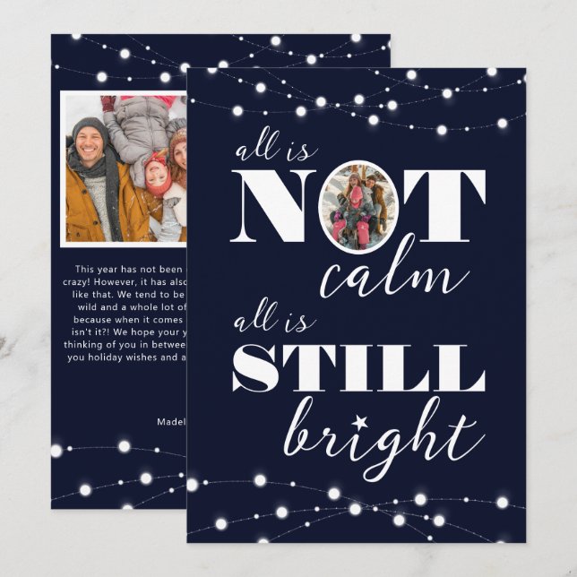 All is NOT Calm Funny Family Photos Holiday Card (Front/Back)