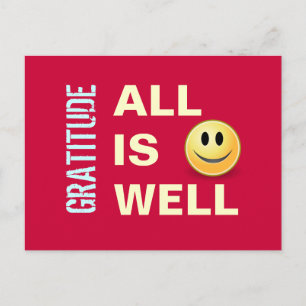 All Is Well GRATITUDE Postcard