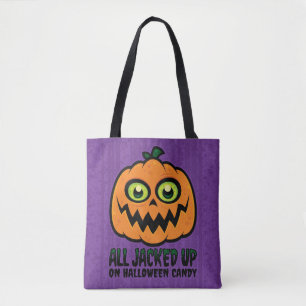 All Jacked Up on Halloween Candy Jack-O'-Lantern Tote Bag