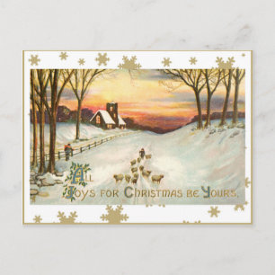 ALL JOYS FOR CHRISTMAS BE YOURS HOLIDAY POSTCARD