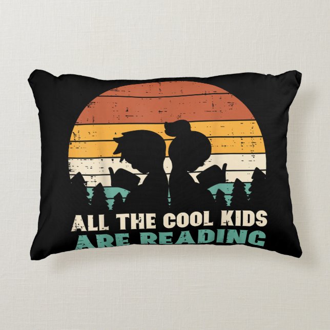 All Kids Are Reading Retro Read Book Lover Boys Gi Accent Pillow (Front)
