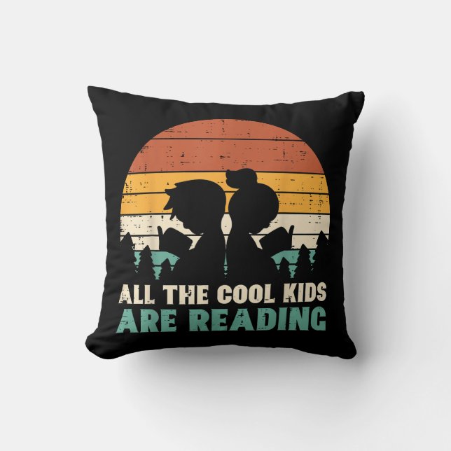All Kids Are Reading Retro Read Book Lover Boys Gi Throw Pillow (Front)