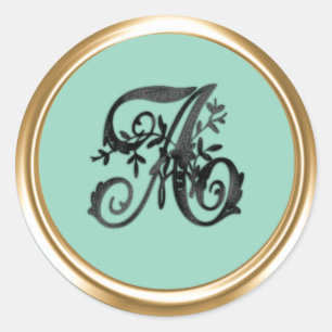 All Letter Black Any Colour Background Monogram Classic Round Sticker