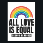 All Love Is Equal Pride LGBT Equal Rights Rainbow  Poster<br><div class="desc">“All Love Is Equal” a retro & watercolor style rainbow design is perfect for pride and supporting love,  equality and raising awareness. This is a great gift Idea for Rainbow LGBTQ Lesbian Pan Trans Queer Cis gear perfect for Pride Month,  Pride Week with Rainbow Flag.</div>