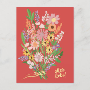 All love wild flowers sweet Gouache congratulation Postcard