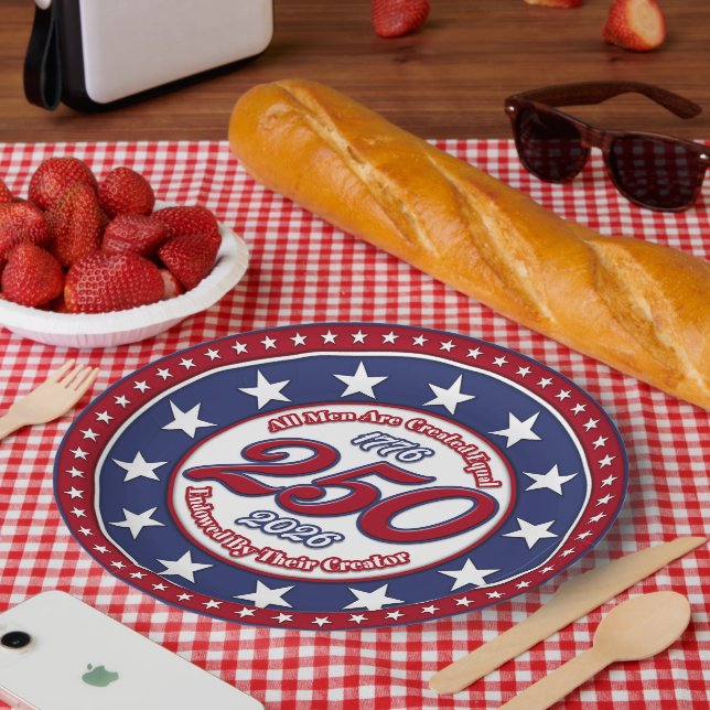All Men Are Created Equal Endowed By Their Creator Paper Plate (Picnic)