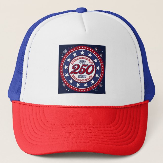 All Men Are Created Equal Graphic Firework Pop RWB Trucker Hat (Front)