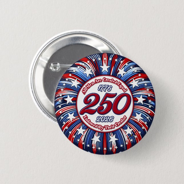 All Men Are Created Equal Graphic Fireworks Pop Wh 2 Inch Round Button (Front & Back)