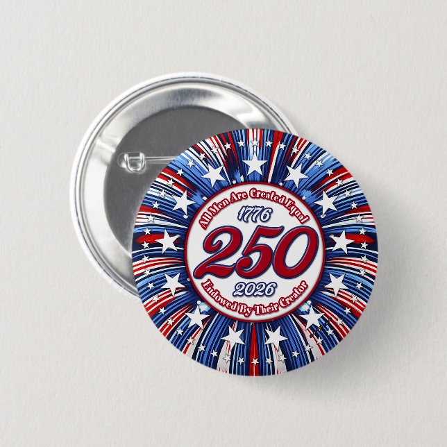 All Men Are Created Equal Graphic Fireworks Pop Wh 2 Inch Round Button (Front & Back)