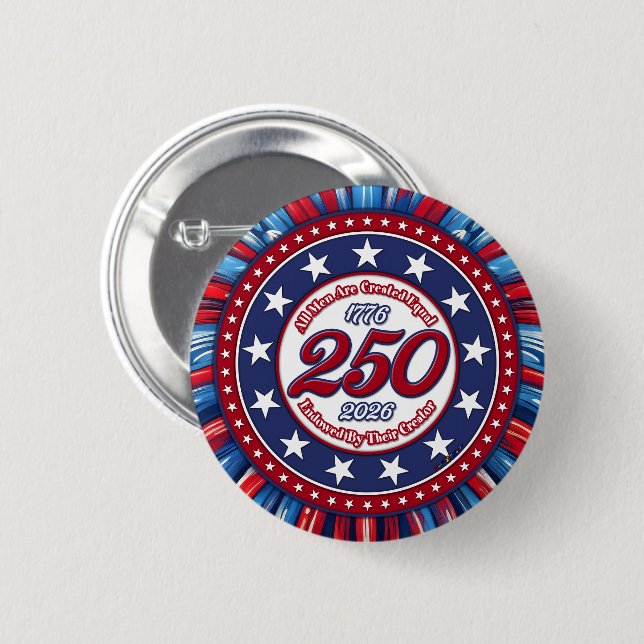 All Men Are Created Equal Red White Blue Graphic F 2 Inch Round Button (Front & Back)