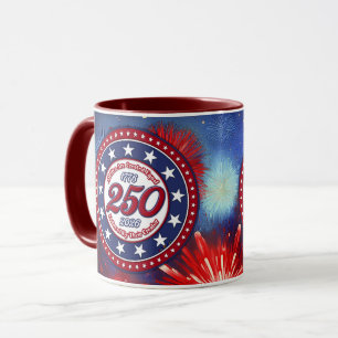  All Men Are Created Graphic Fireworks Burst RWB Mug