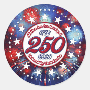  All Men Are Created Graphic Fireworks Burst White Classic Round Sticker