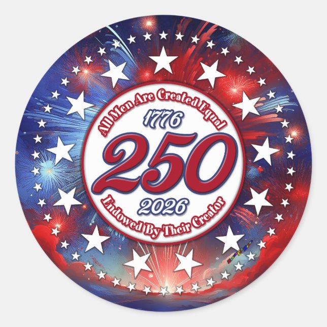 All Men Are Created Graphics Fireworks Clouds Wh Classic Round Sticker (Front)